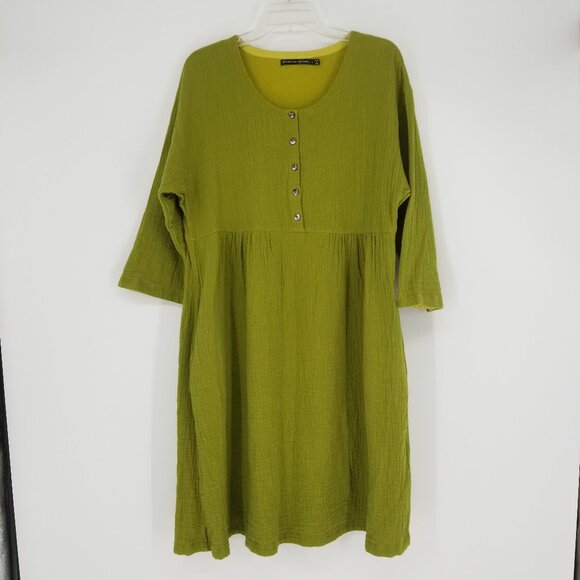 Gudrun Sjoden Dresses & Skirts - Gudrun Sjoden Organic Cotton Gauze Long Sleeve Dress -L- Lagenlook, All Seasons